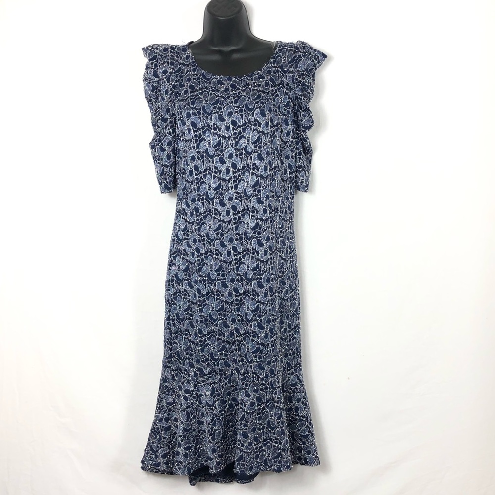 Candalite Shimmering Navy Blue Textured Dress Size S